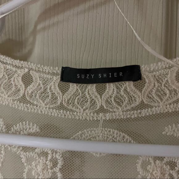 Suzy Shier Cream Lacey Long Tunic/Shrug/Cardigan - Picture 7 of 7